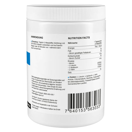 BCAA Instant Stevia Fruit Punch, Nutrition Facts