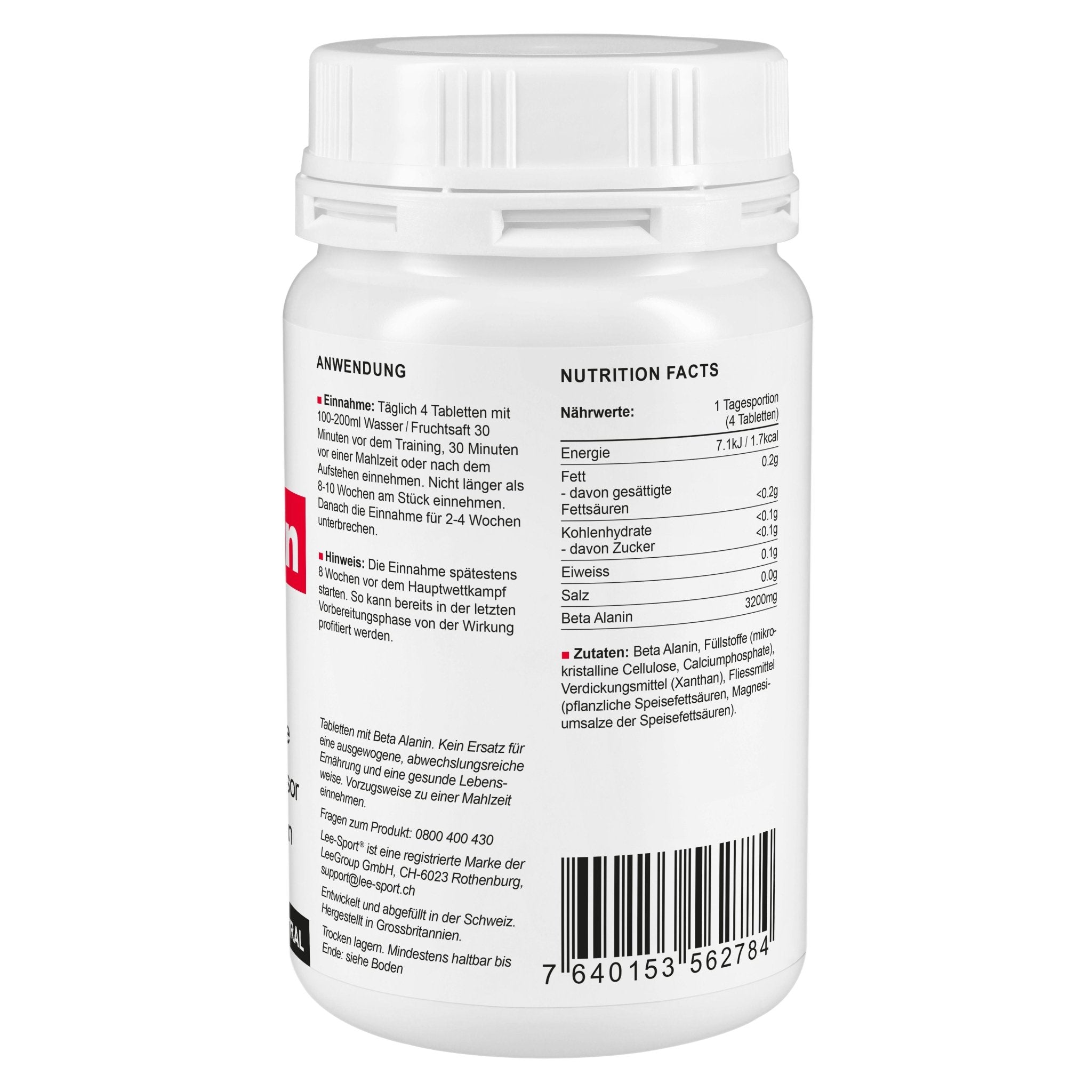 Beta Alanin Tabletten, Nutrition Facts