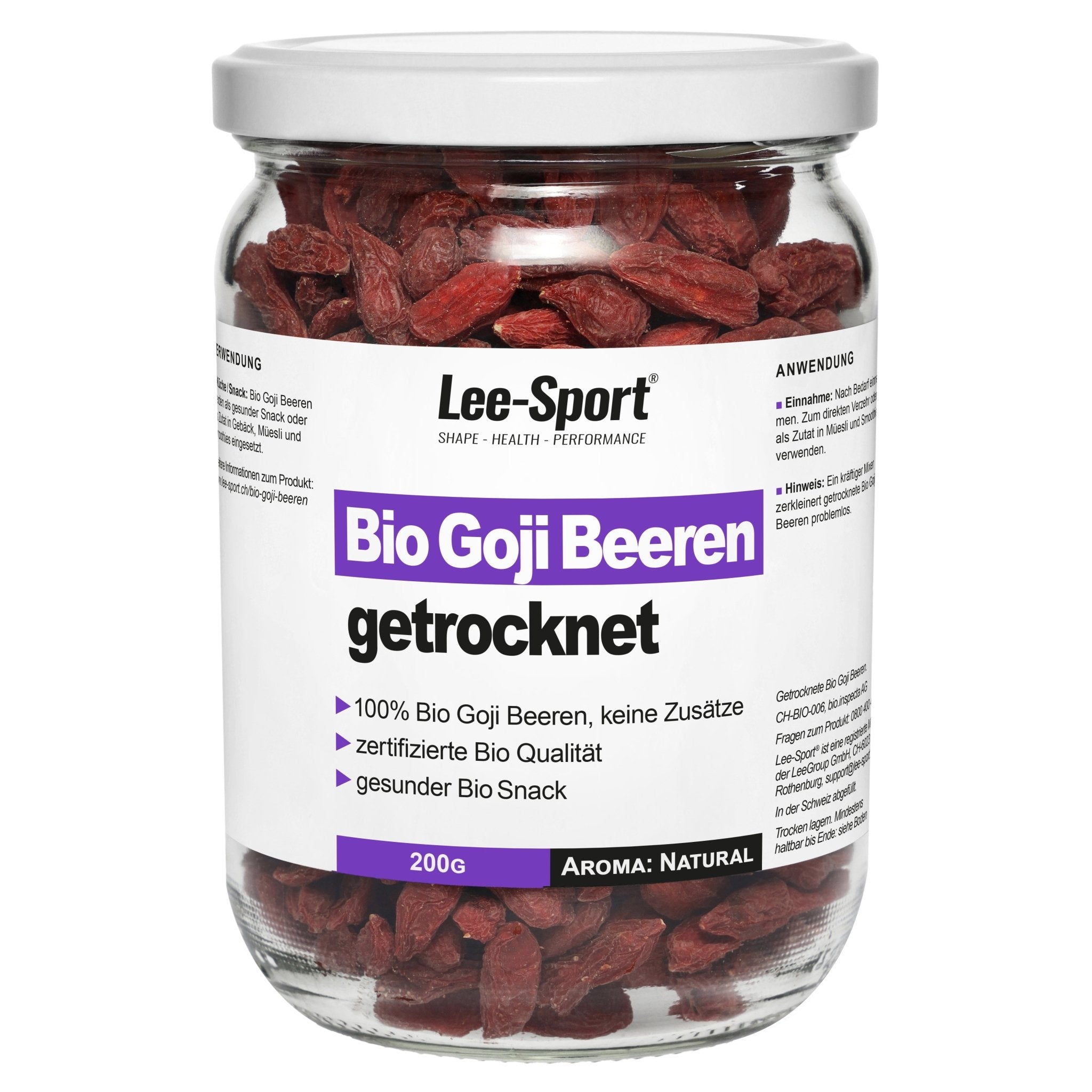 Bio Goji Beeren getrocknet, Rohkost-Qualität.