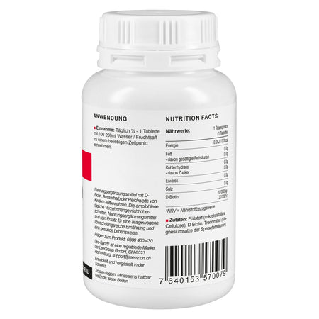 Biotin Tablette, Nutrition Facts