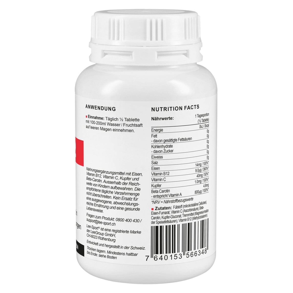 Eisen B12 Forte, Nutrition Facts