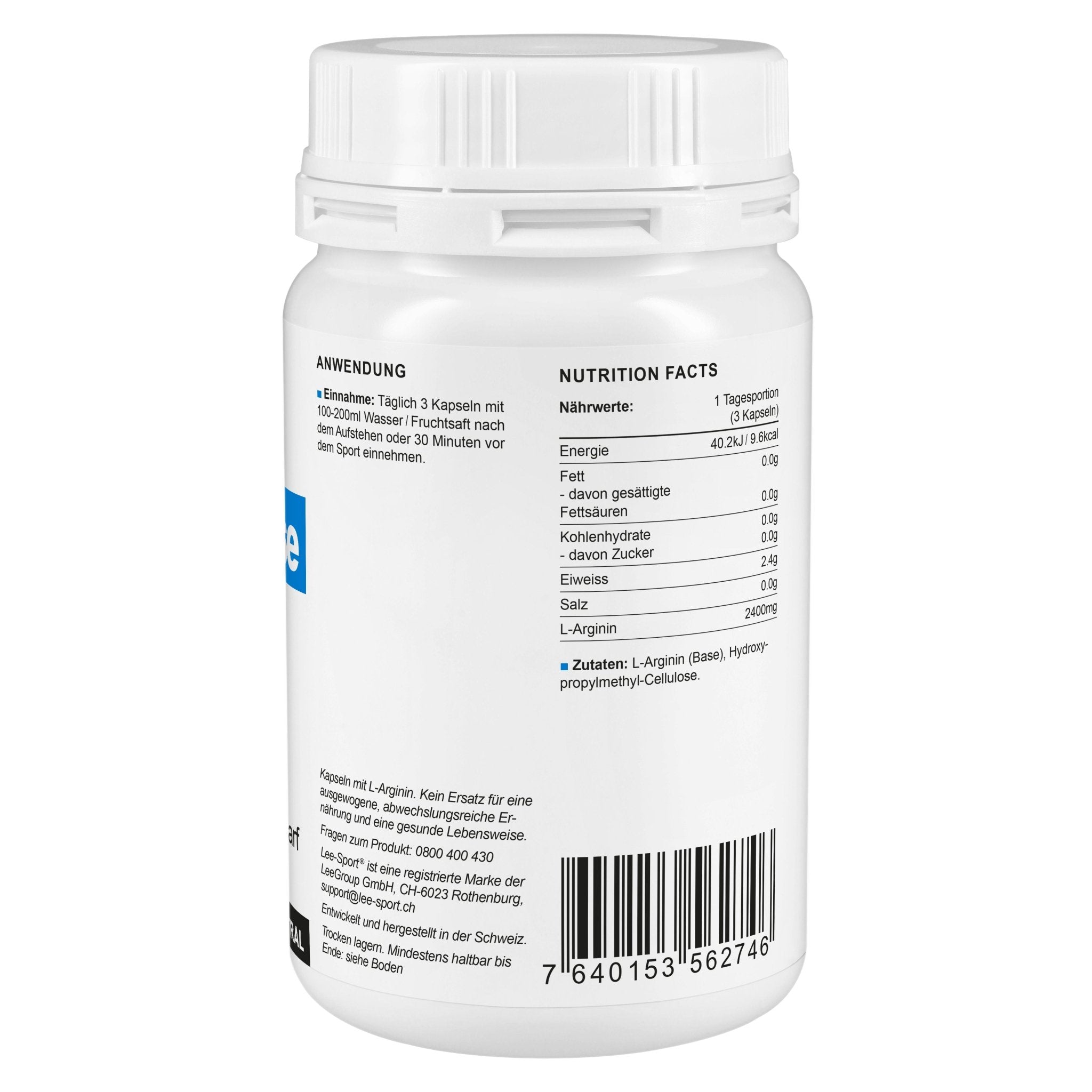 L-Arginin Base Kapseln, Nutrition Facts