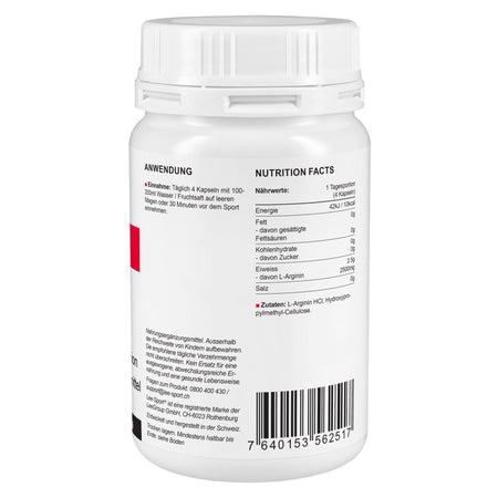 L-Arginin Kapseln, Nutrition Facts