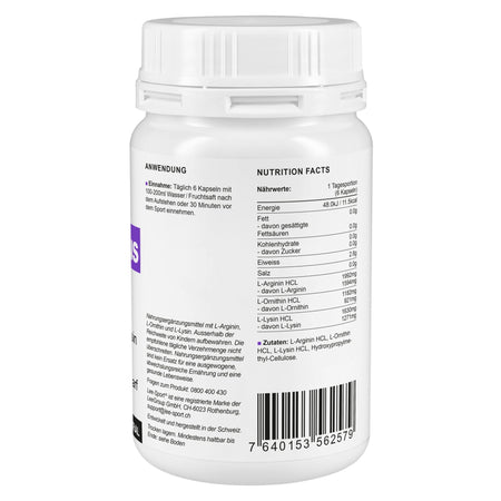 L-Arginin Plus Kapseln, Nutrition Facts