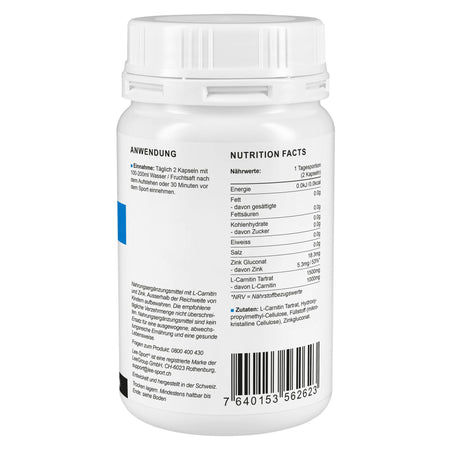 L-Carnitin Zink Kapseln, Nutrition Facts