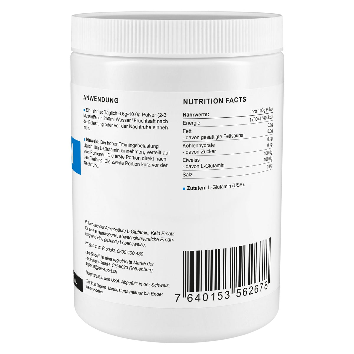 L-Glutamin Pulver, Nutrition Facts