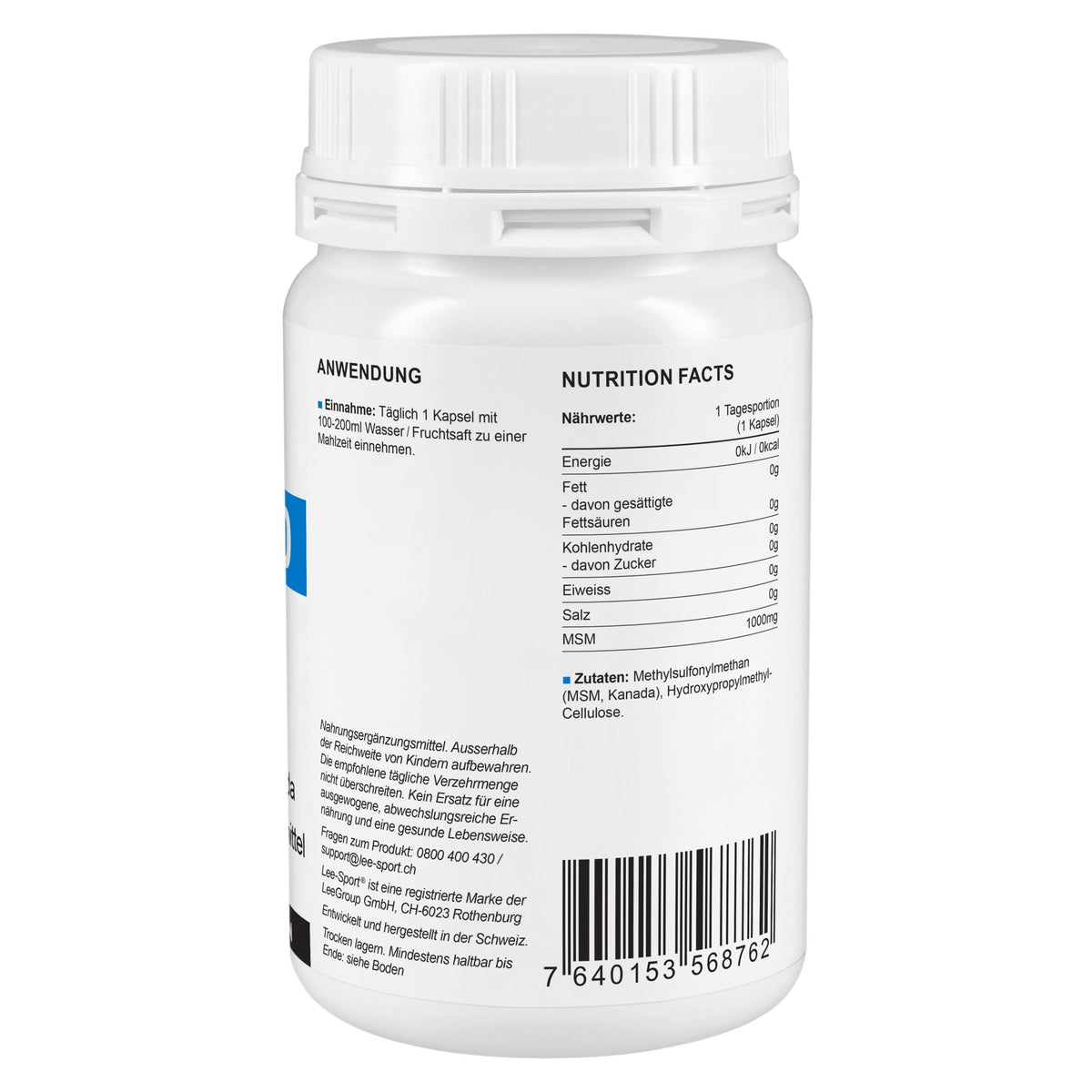 MSM 1000 Kapseln, Nutrition Facts