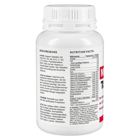 Multivitamin Tabletten, Nutrition Facts