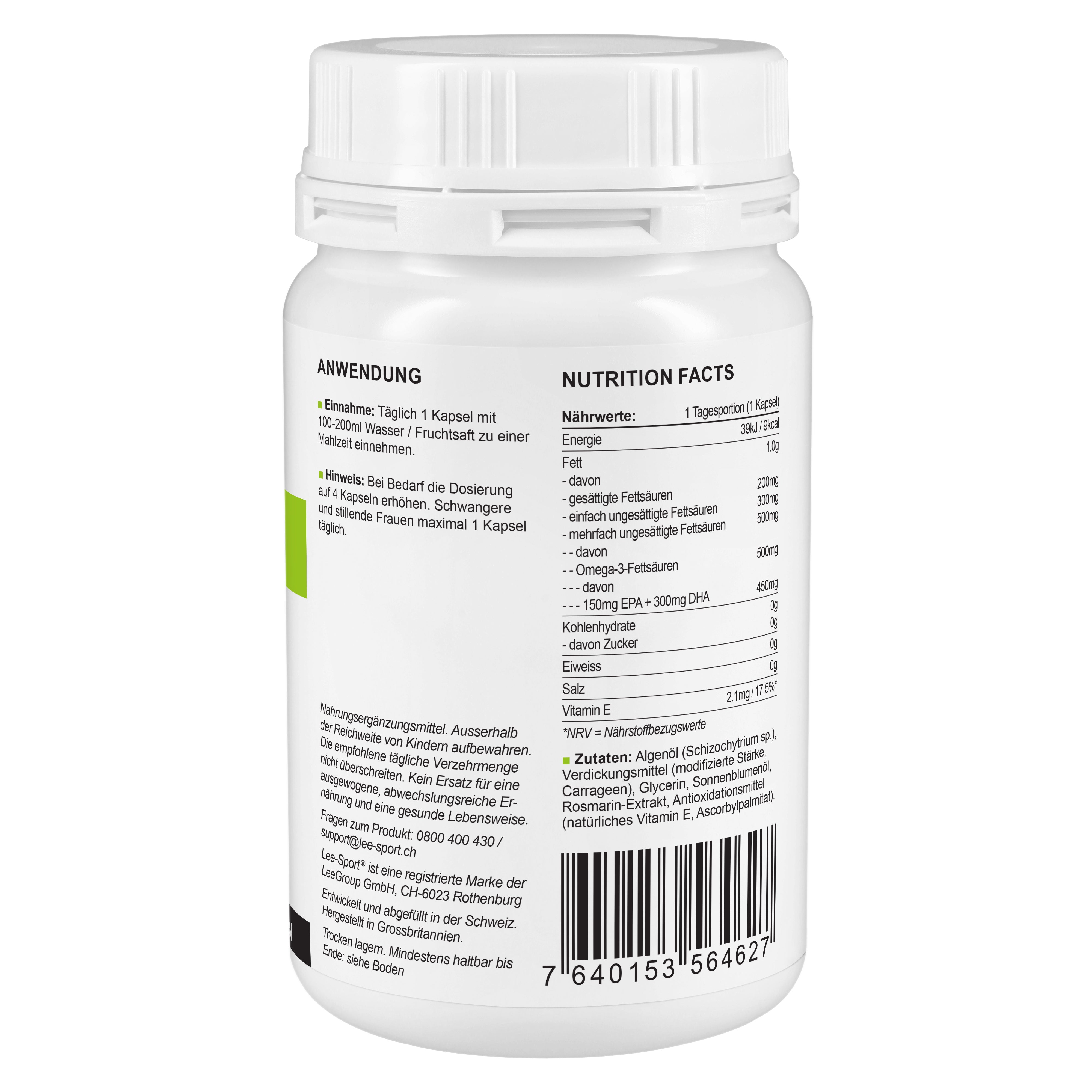 Omega 3 Vegan, Nutrition Facts