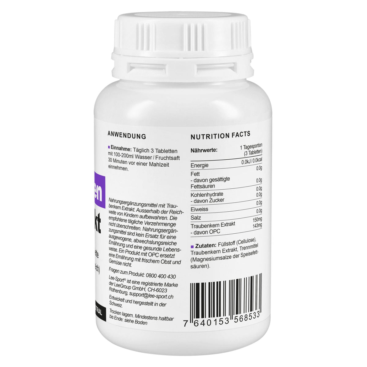 OPC Traubenkern Extrakt , Nutrition Facts