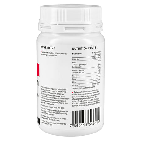 Vit-C Zink Kautabletten, Nutrition Facts