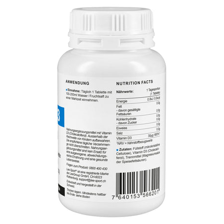 Vitamin D3 Tabletten, Nutrition Facts